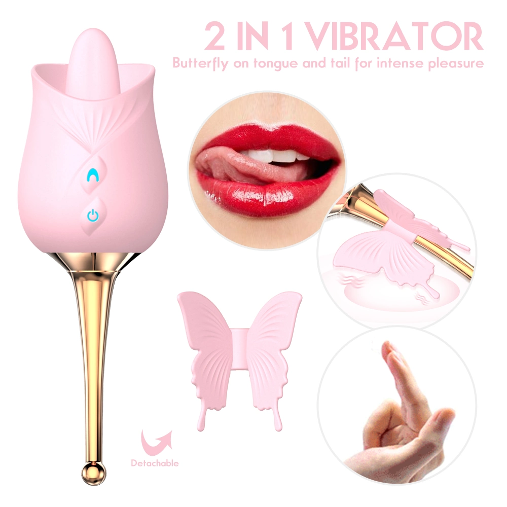 Simulated Tongue Licking Point Tidal Vibrator for Women′s Private Stimulation Massager Breast Tongue Licker Sex Products